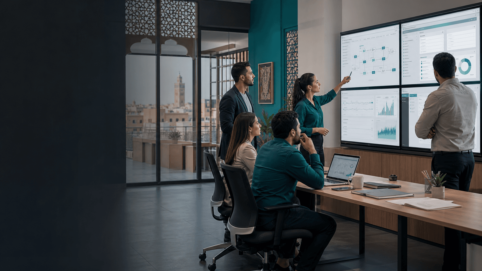 Équipe projet travaillant sur intégration erp & crm